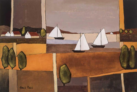 Skyline I White Modern Wood Framed Art Print with Double Matting by Paus, Hans