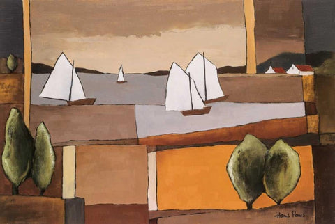 Skyline II Black Ornate Wood Framed Art Print with Double Matting by Paus, Hans