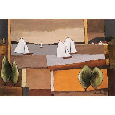 Skyline II Black Modern Wood Framed Art Print by Paus, Hans