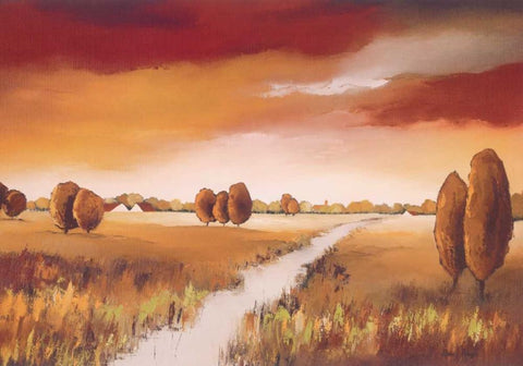 Down the river I White Modern Wood Framed Art Print with Double Matting by Paus, Hans