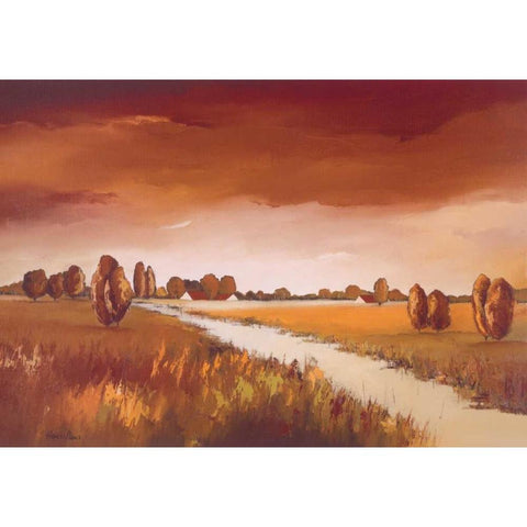 Down the river II Black Modern Wood Framed Art Print by Paus, Hans