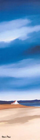 Blue sky II White Modern Wood Framed Art Print with Double Matting by Paus, Hans