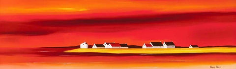 Sundown I White Modern Wood Framed Art Print with Double Matting by Paus, Hans