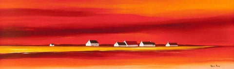 Sundown II White Modern Wood Framed Art Print with Double Matting by Paus, Hans