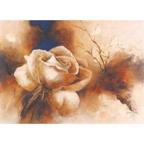 Rose I Black Modern Wood Framed Art Print with Double Matting by Jansma, Betty