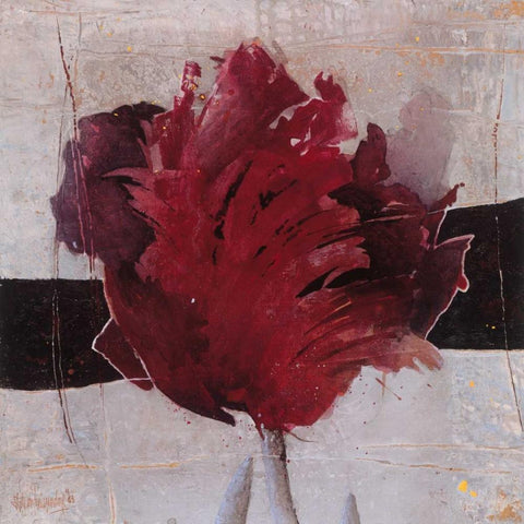 Estella Tulip II Black Modern Wood Framed Art Print by Vriesendorp, Heleen