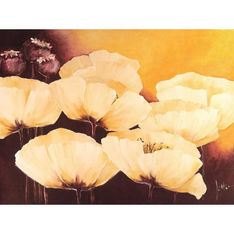 Yellow Poppies I Black Modern Wood Framed Art Print by Roseboom, Jettie