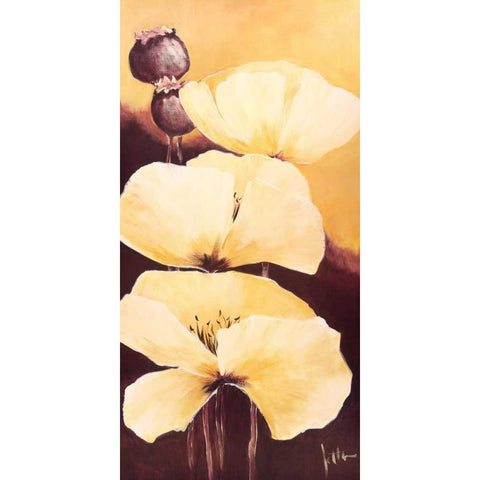 Yellow Poppies III Gold Ornate Wood Framed Art Print with Double Matting by Roseboom, Jettie