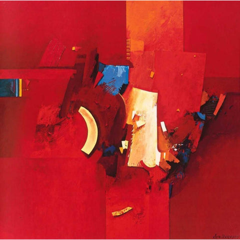 Fighting blue Gold Ornate Wood Framed Art Print with Double Matting by den Boon, Theo