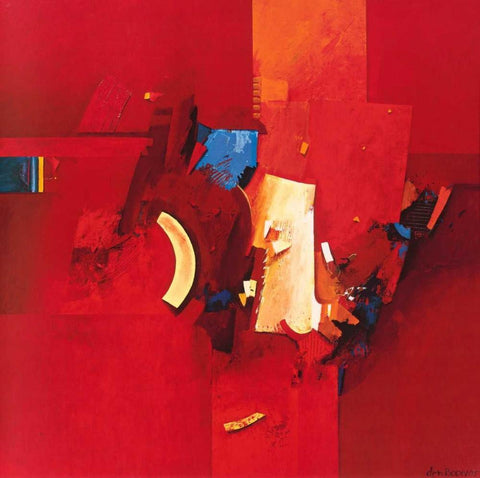 Fighting blue White Modern Wood Framed Art Print with Double Matting by den Boon, Theo