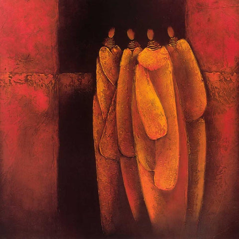 Personages II White Modern Wood Framed Art Print with Double Matting by Optendrees, Liesbeth