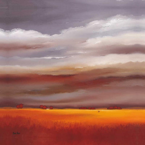 Evening walk I White Modern Wood Framed Art Print by Paus, Hans