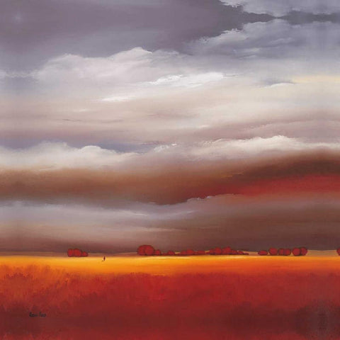 Evening walk II White Modern Wood Framed Art Print with Double Matting by Paus, Hans