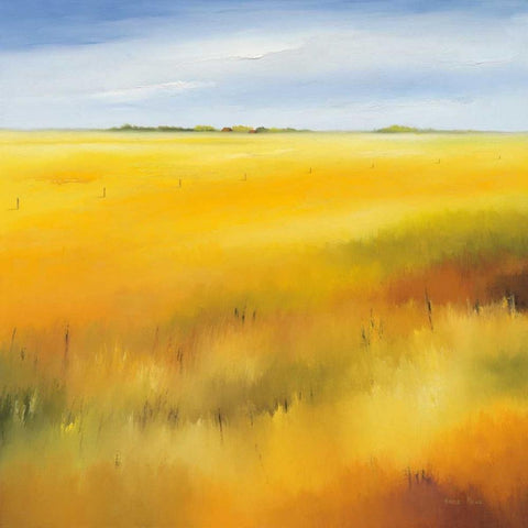 Yellow field II Black Modern Wood Framed Art Print by Paus, Hans