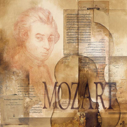 A tribute to Mozart Gold Ornate Wood Framed Art Print with Double Matting by Oudkerk, Marie-Louise