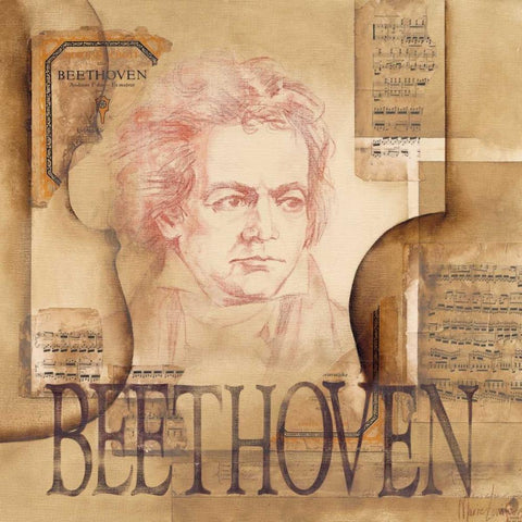 A tribute to Beethoven White Modern Wood Framed Art Print by Oudkerk, Marie-Louise