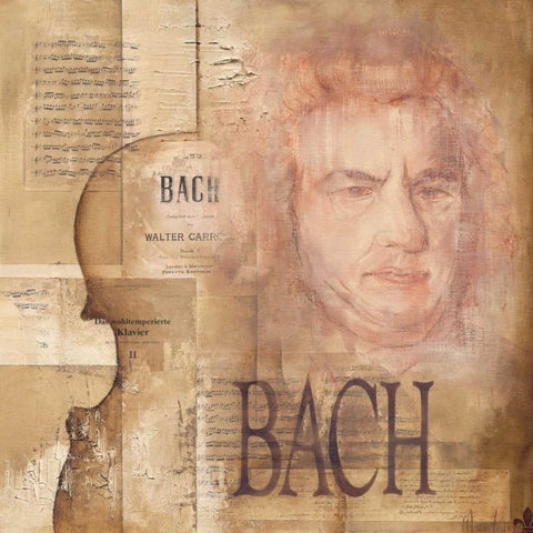 A tribute to Bach White Modern Wood Framed Art Print by Oudkerk, Marie-Louise
