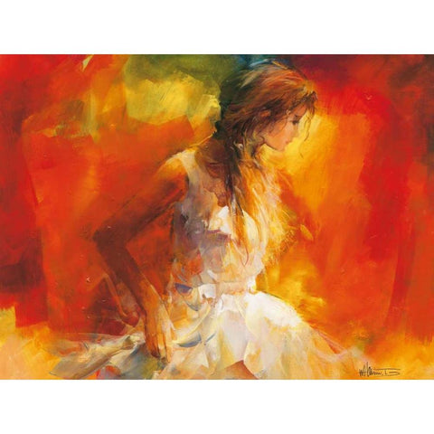 Young Girl I White Modern Wood Framed Art Print by Haenraets, Willem