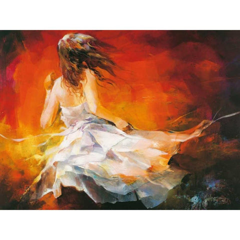 Young Girl II Black Modern Wood Framed Art Print by Haenraets, Willem