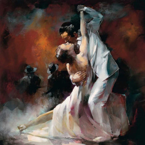 Tango Argentino I White Modern Wood Framed Art Print with Double Matting by Haenraets, Willem