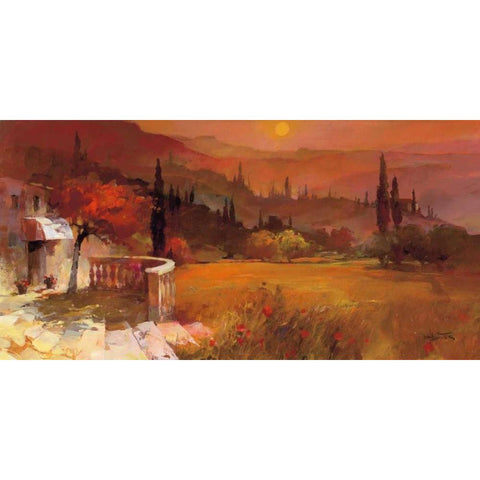 Romantic Tuscany I Gold Ornate Wood Framed Art Print with Double Matting by Haenraets, Willem