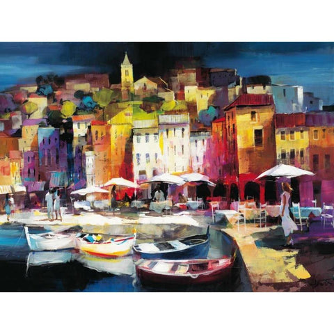 Seaport Town II Black Modern Wood Framed Art Print by Haenraets, Willem