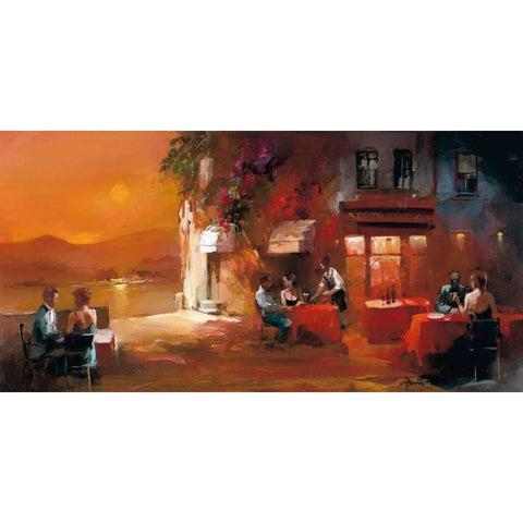 Dinner for two II Black Modern Wood Framed Art Print by Haenraets, Willem