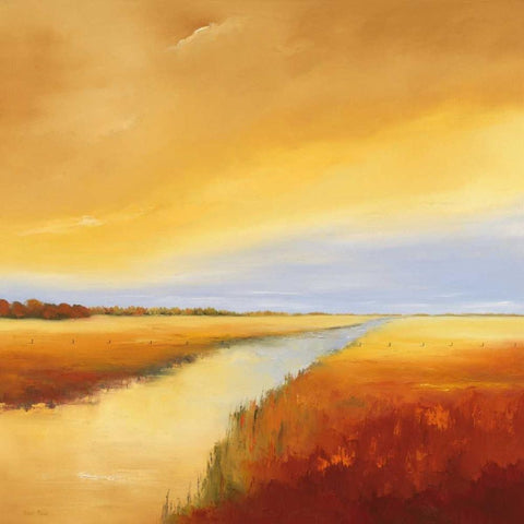 Down the River II Black Modern Wood Framed Art Print by Paus, Hans