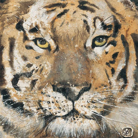 Tiger Black Modern Wood Framed Art Print by Volynets, Yuliya