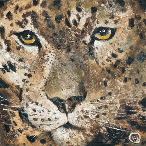 Leopard Black Modern Wood Framed Art Print by Volynets, Yuliya