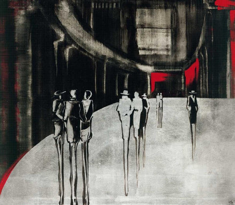 City scene I Black Ornate Wood Framed Art Print with Double Matting by Radzetska, Elena