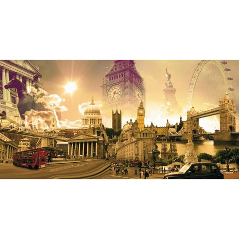 London Highlights White Modern Wood Framed Art Print by Nyss