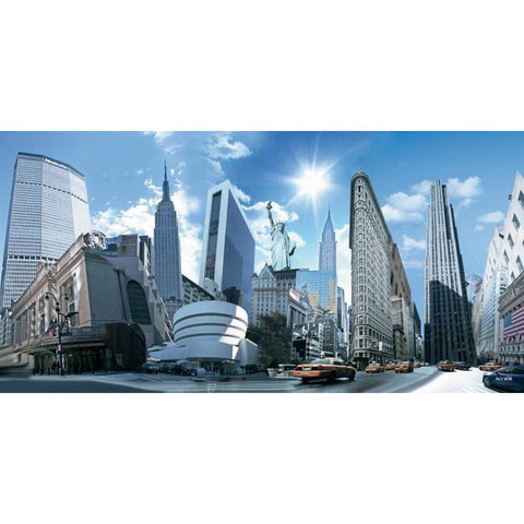 NY Highlights Black Modern Wood Framed Art Print with Double Matting by Nyss