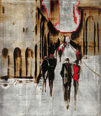 City scene IV White Modern Wood Framed Art Print with Double Matting by Radzetska, Elena