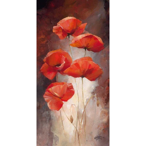 Poppy Bouquet I Black Modern Wood Framed Art Print by Haenraets, Willem