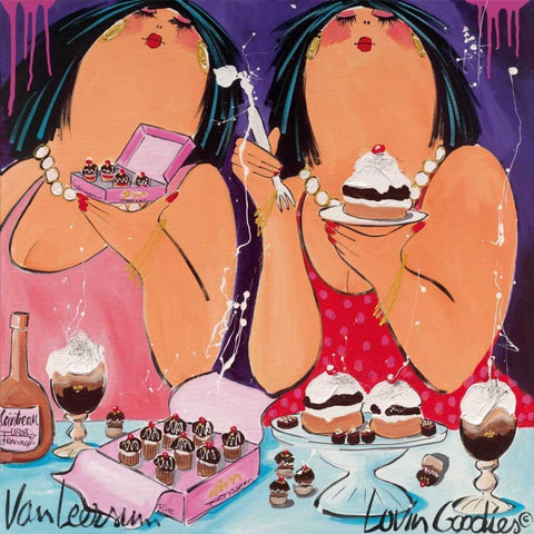 Lovin Goodies Black Modern Wood Framed Art Print by van Leersum, El