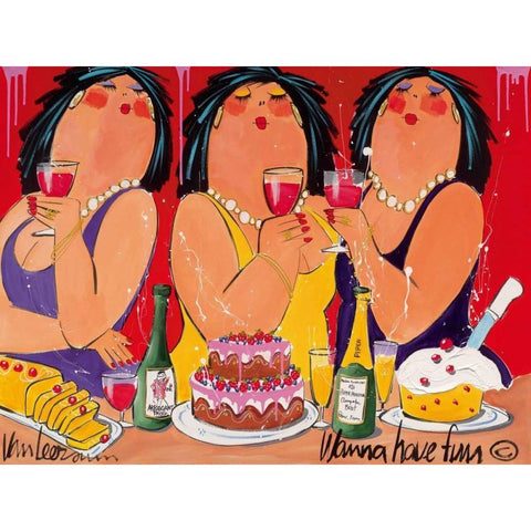 Wanna have Fun White Modern Wood Framed Art Print by van Leersum, El