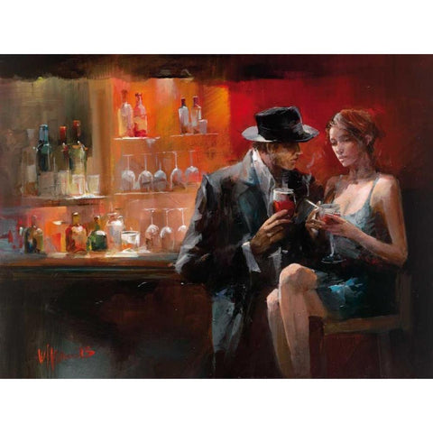 Evening in the Bar I Black Modern Wood Framed Art Print by Haenraets, Willem