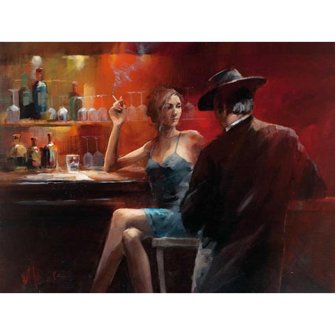 Evening in the Bar II Gold Ornate Wood Framed Art Print with Double Matting by Haenraets, Willem