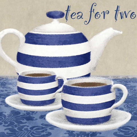 Tea for two Black Modern Wood Framed Art Print by Linda, Wood