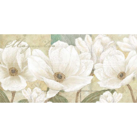 Magnolia Black Modern Wood Framed Art Print by Linda, Wood