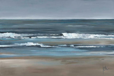 Waves I White Modern Wood Framed Art Print with Double Matting by Roseboom, Jettie