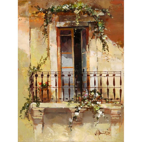 Balcony III Black Modern Wood Framed Art Print by Haenraets, Willem