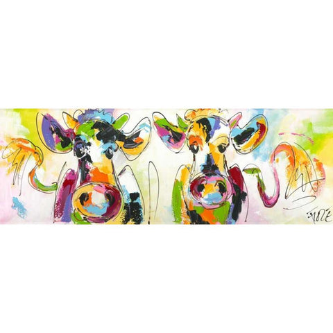 Cows talking Black Modern Wood Framed Art Print with Double Matting by Fiore, Art