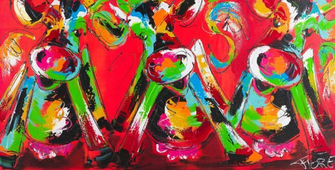 Dancing cow Black Ornate Wood Framed Art Print with Double Matting by Fiore, Art