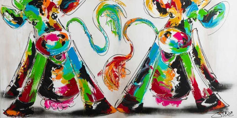 Happy cows I Black Ornate Wood Framed Art Print with Double Matting by Fiore, Art