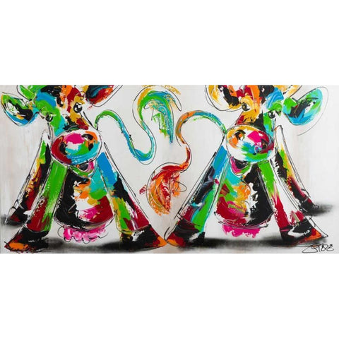 Happy cows I Black Modern Wood Framed Art Print with Double Matting by Fiore, Art