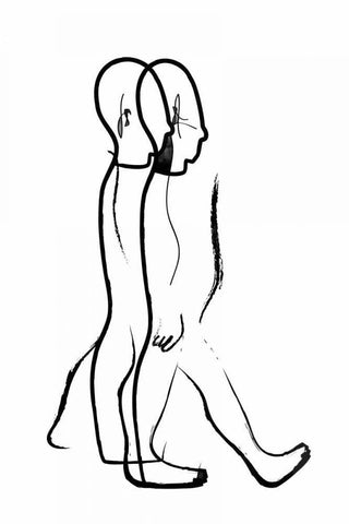 Walking with you Black Ornate Wood Framed Art Print with Double Matting by Waltz, Anne