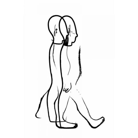 Walking with you Black Modern Wood Framed Art Print with Double Matting by Waltz, Anne