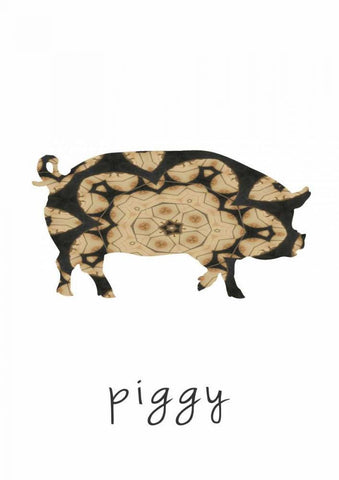 Piggy I Black Ornate Wood Framed Art Print with Double Matting by Waltz, Anne